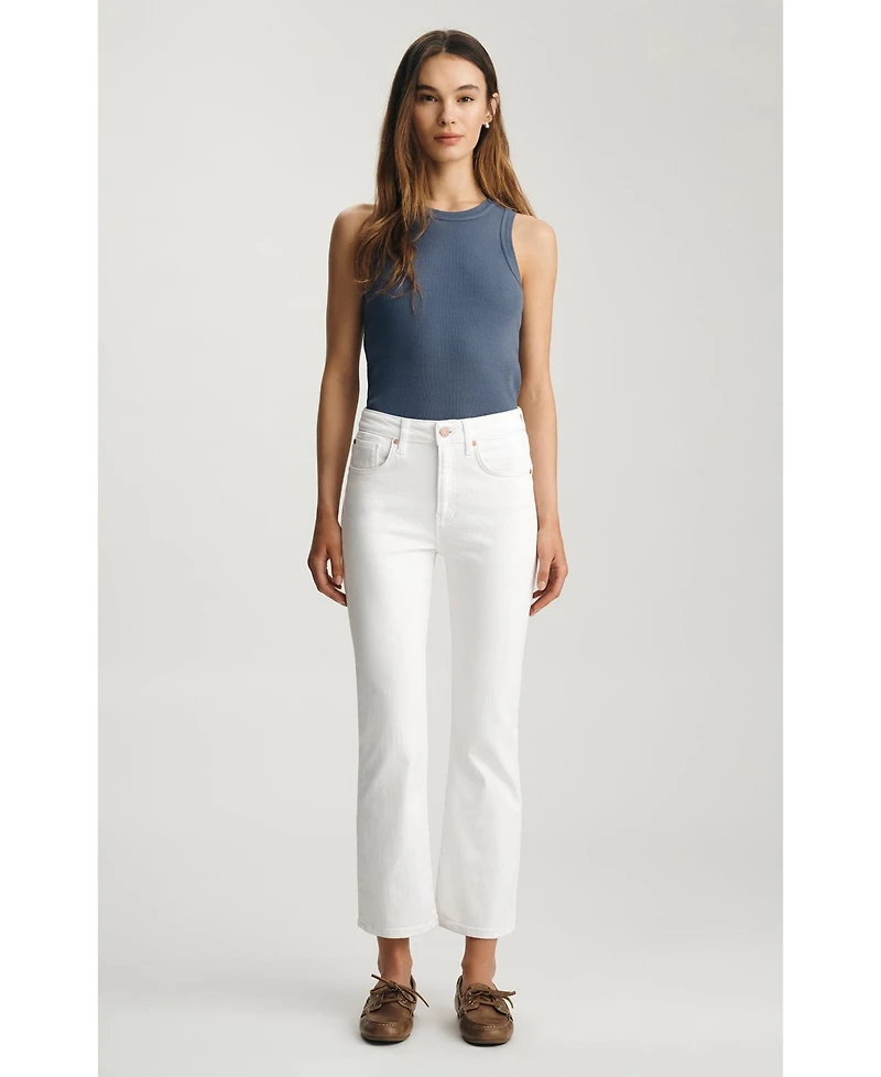 Mavi Jeans Women's Anika Mid Rise Cropped Flare In White Flex Blue