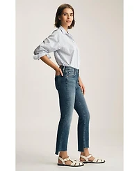 Mavi Jeans Women's Anika Mid Rise Cropped Flare Dark Brushed Flex Blue