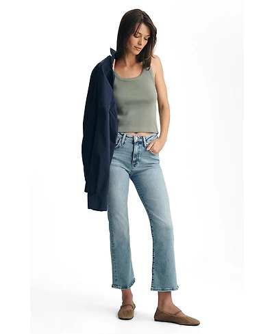 Mavi Jeans Women's Anika Mid Rise Cropped Flare Lt Brushed Flex Blue