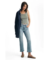 Mavi Jeans Women's Anika Mid Rise Cropped Flare Lt Brushed Flex Blue