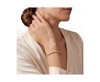 Rachel Glauber Modern 14K Gold Plated Cz Pave Zig Zag Geometric Bangle