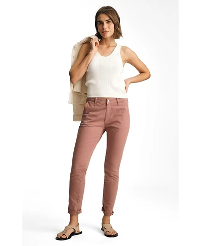Mavi Jeans Women's Kathleen Mid Rise Boyfriend Chino Old Magenta Twill