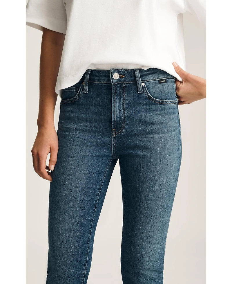 Mavi Jeans Women's Kathleen Mid Rise Boyfriend Dark Brushed Flex Blue