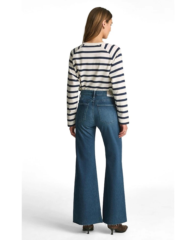 Mavi Jeans Women's Grace Mid Rise Flare Dark Brushed Classic Blue