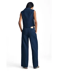Mavi Jeans Women's Siena High Rise Wide Leg Chino Dark Linen Denim