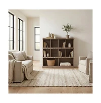 Starlight Canyon Home Salt oak finish bookcase with modern farmhouse and industrial style, rectangle