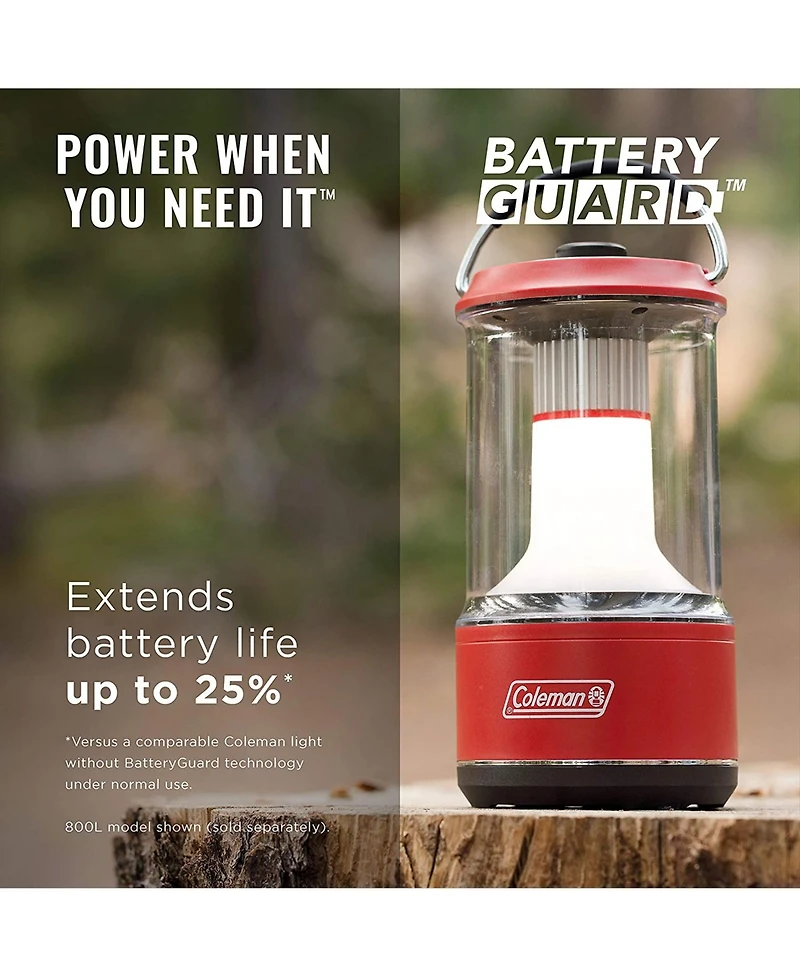 Coleman 1000 Lumens Led Outdoor Camping Light Lantern with BatteryGuard (2 Pack)