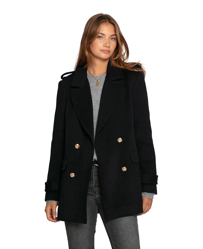 belle & bloom Women's Harbour Military Wool Blend Pea Coat