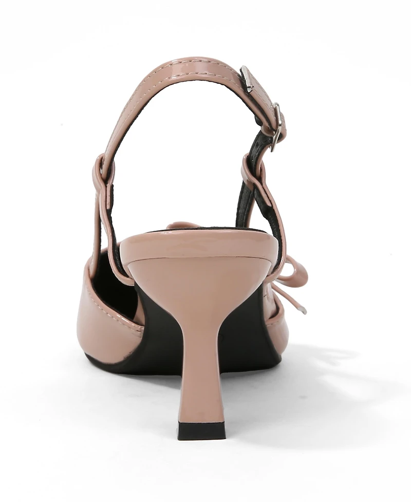 Berness Women's Cornelia Bow Accented Patent Slingback Heels