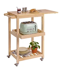 Best Choice Products Rolling Kitchen Island Cart with Drop Leaf Extension, Solid Wood, Tray, Shelf, Wheels