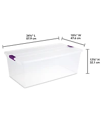 Sterilite 66 Quart Clear Plastic Latching Handle Storage Container Tote, 6 Pack