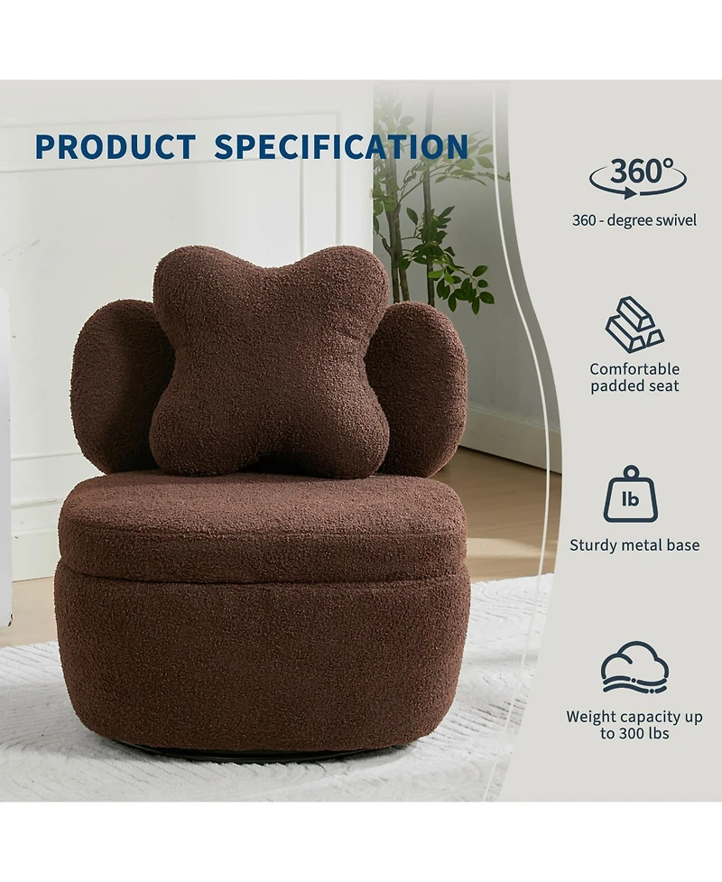 homfan Soft Toy Bear Accent Chair, Boucle Cloud-Shape Armchair for Living Room or Bedroom, Cute Cozy Sofa, Fabric