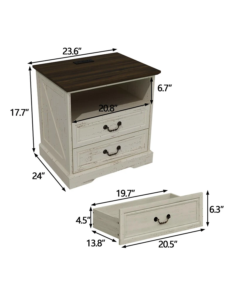 Homsee Modern Storage Side Cabinet - 24-Inch-Wide End Table with Antique Bronze Handle | Compact Nightstand for Living Room & Bedroom
