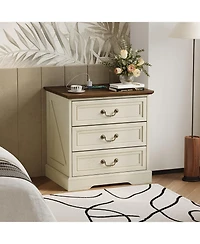Homsee Modern Storage Side Table with Drawer - 24-Inch Wide Cabinet Antique Bronze Handle | Living Room and Bedroom End
