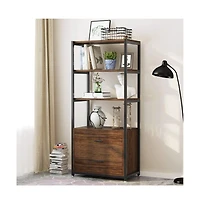 Slickblue Multi-Tier Bookshelf with 2 Drawers for Office, Bedroom, or Living Room
