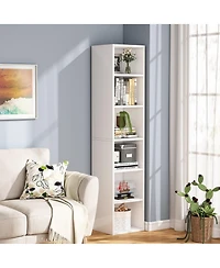 Slickblue Modern 6-Tier Corner Bookcase with Narrow Cube Shelves