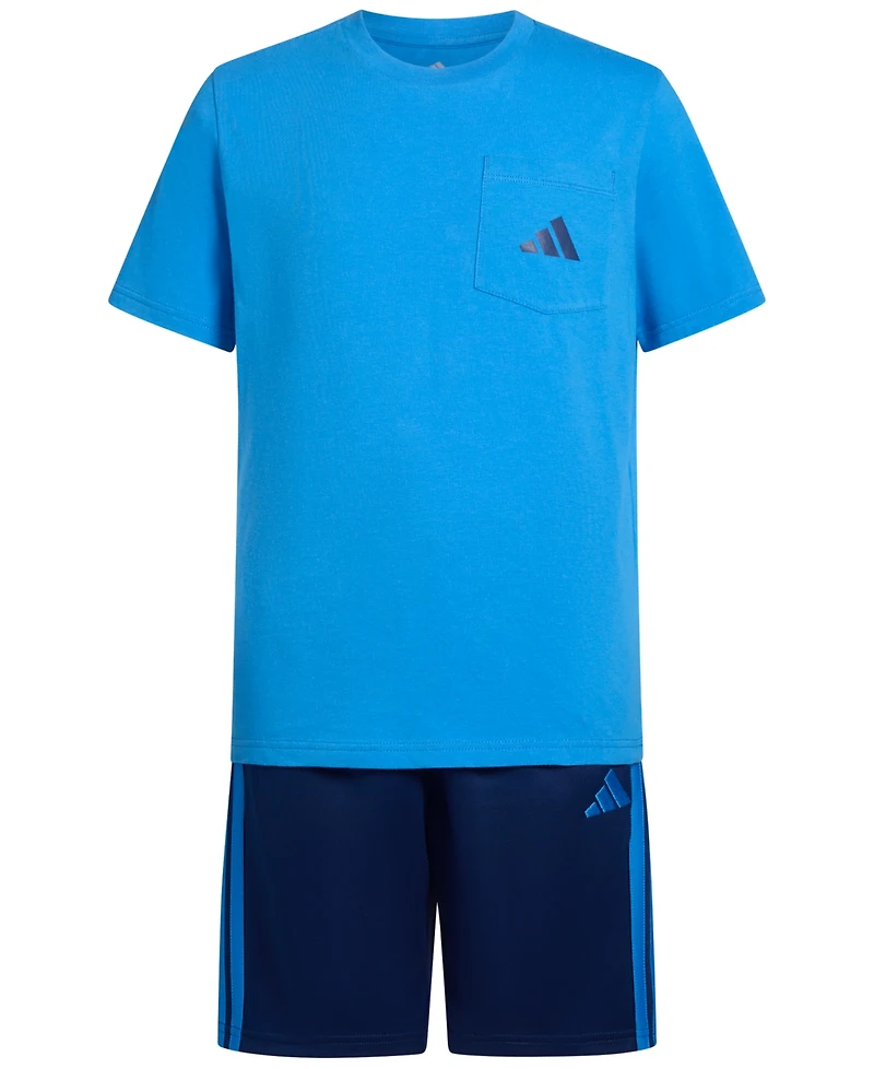adidas Boys' 8-16 Short-Sleeve T-Shirt and Shorts, 2-Piece Set