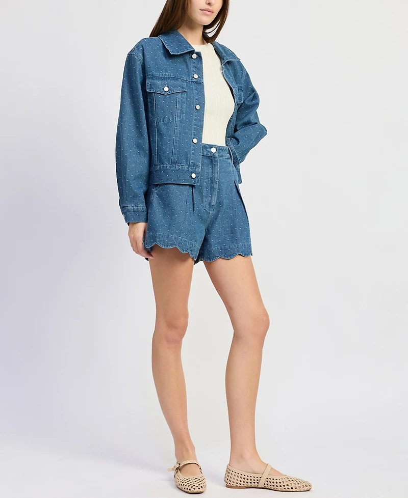 En Saison Women's Heidi Collared Denim Jacket