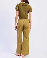 En Saison Women's Elin Short-Sleeve Polo Sweater