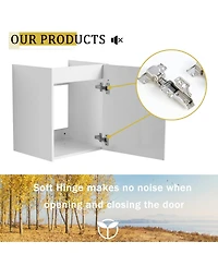Sillysis Wall Mounted Bathroom Vanity with Ceramic Sink, Soft Close Door, Modern Floating Cabinet for Small Spaces