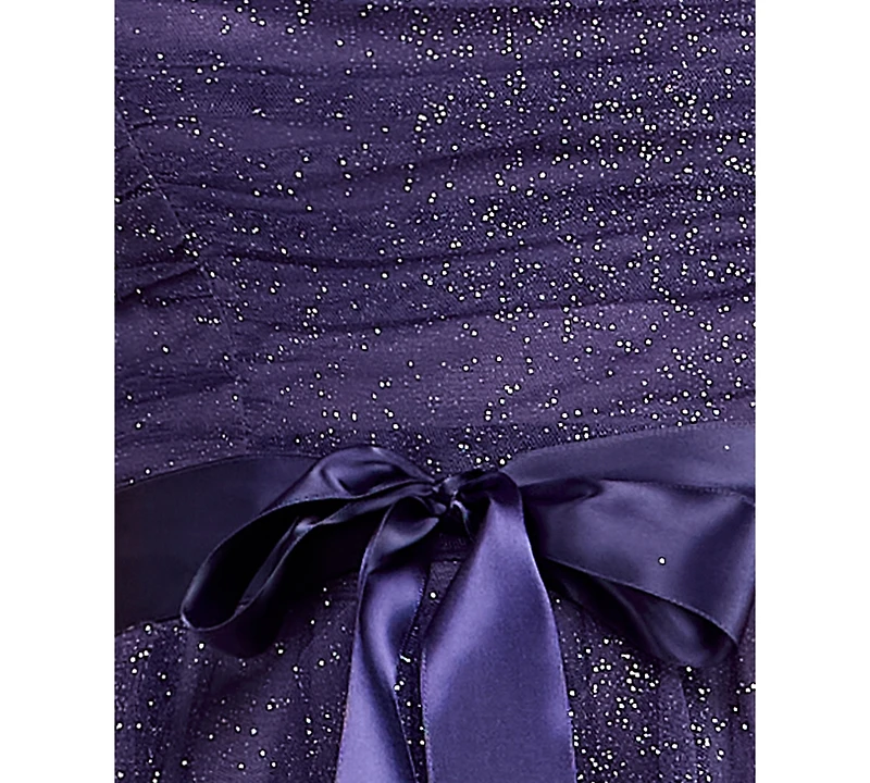 pear culture Juniors' Ombre Glitter Ruffled Petal Dress