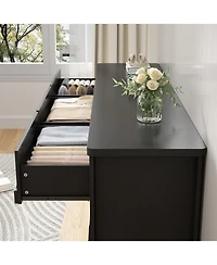 Aheaplus Wooden 9 Drawers Dresser Storage Cabinet with Scalloped Front