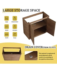 Sillysis Freestanding Bathroom Vanity with Ceramic Sink, Modern Plywood Cabinet, Soft Close Doors, Ample Storage