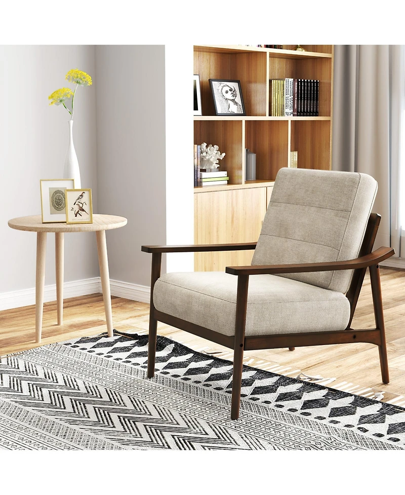 Slickblue Modern Accent Chair with Rubber Wood Armrests and Legs