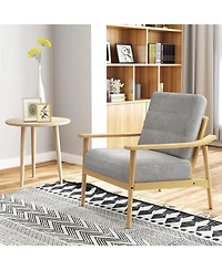 Slickblue Modern Accent Chair with Rubber Wood Armrests and Legs