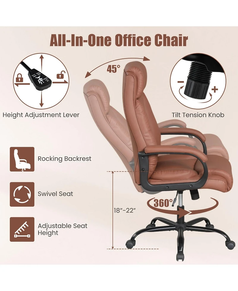Slickblue Heavy Duty Leather Computer Chair with Executive Back Support
