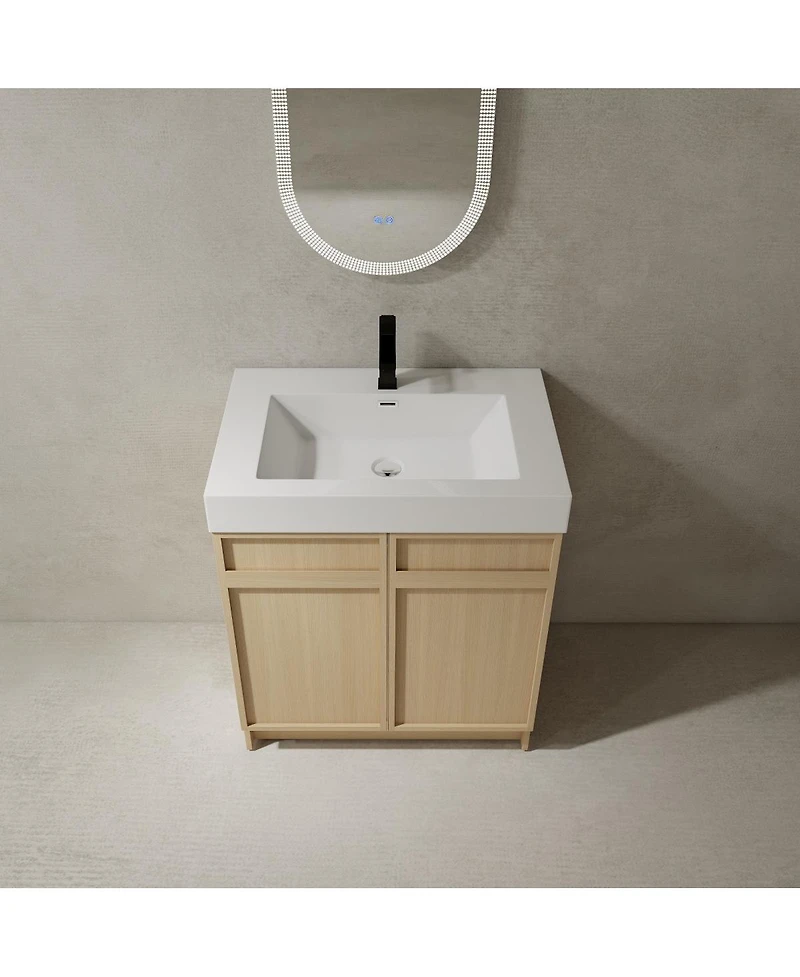 Sillysis 30 Inch Bathroom Vanity with Resin Sink, Soft Close Doors, Adjustable Shelf, Ample Storage for Modern Bathrooms