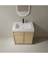 Sillysis 30 Inch Bathroom Vanity with Resin Sink, Soft Close Doors, Adjustable Shelf, Ample Storage for Modern Bathrooms