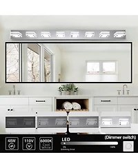 Midola 52" Modern 8-Light Led Vanity Light, Square Acrylic Lampshades Wall Mount Fixture for Bathroom, Mirror Lighting
