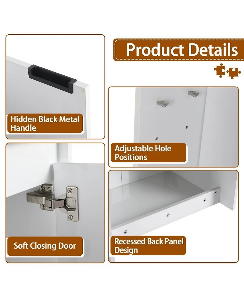 Sillysis 24 Inch Modern Wall Mounted Bathroom Vanity with Resin Sink, Soft Close Doors, Water-Resistant Cabinet, Small Wall Storage