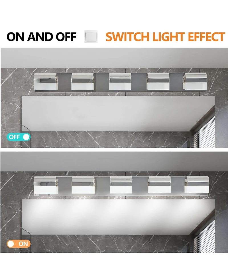 Midola Modern Bathroom Vanity Lighting 5-Light Led Vanity Lights Over Mirror Bath Wall Lighting