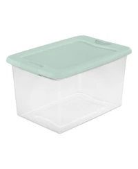 Sterilite 6 Pack 64 Qt Latching Box, Plastic Storage Bin with Lid, Mindful Mint