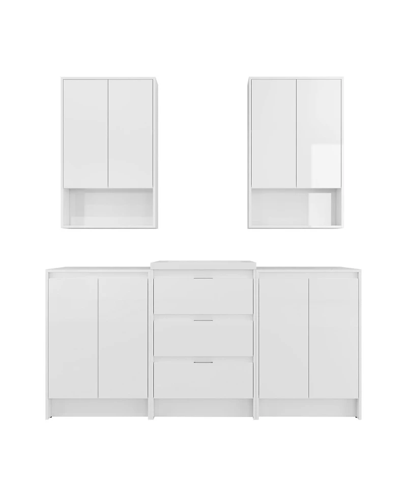 Sillysis 71 Inch Freestanding Bathroom Vanity with Resin Sink, Modern Storage Cabinets, Wall Cabinets, Soft Close Drawers