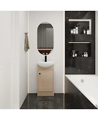 Sillysis 18 Inch Freestanding Bathroom Vanity with Ceramic Sink, Soft Close Door, Adjustable Storage Shelf for Small Spaces