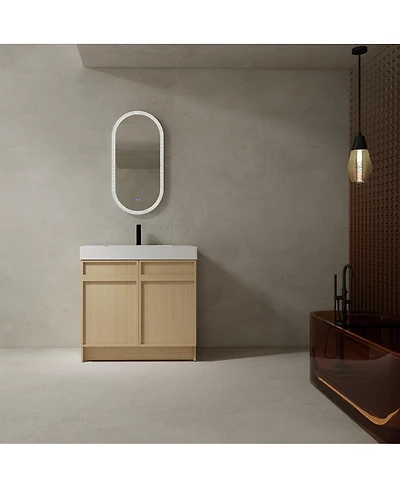 Sillysis 35 Inch Freestanding Bathroom Vanity with Resin Sink, Soft Close Doors, Adjustable Shelf, Ample Storage for Modern Bathrooms