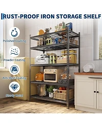 homfan Set of 4 Storage Shelves, 72 Inch Heavy Duty Metal Shelving Unit with Adjustable Shelves for Basement, Warehouse, Pantry, Closet, Kitchen