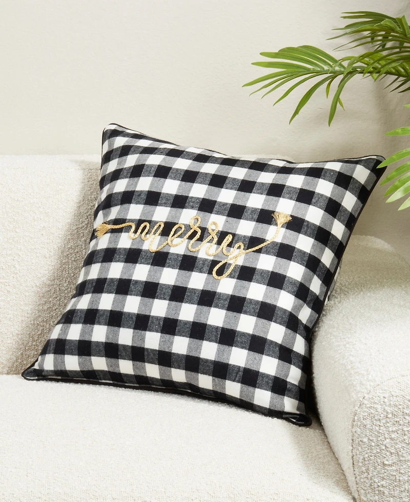 Saro Lifestyle Merry Buffalo Plaid Decorative Pillow, 12" x 18"