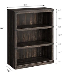 homfan 40 Inch 3-Tier Farmhouse Open Bookshelf Wooden Display and Storage Bookcase for Living Room and Bedroom