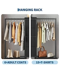 homfan Heavy Duty 4-Drawer Fabric Dresser with Hanging Rail - Multi-Functional Storage Organizer Shelf Metal Frame, Anti-Tip Safety