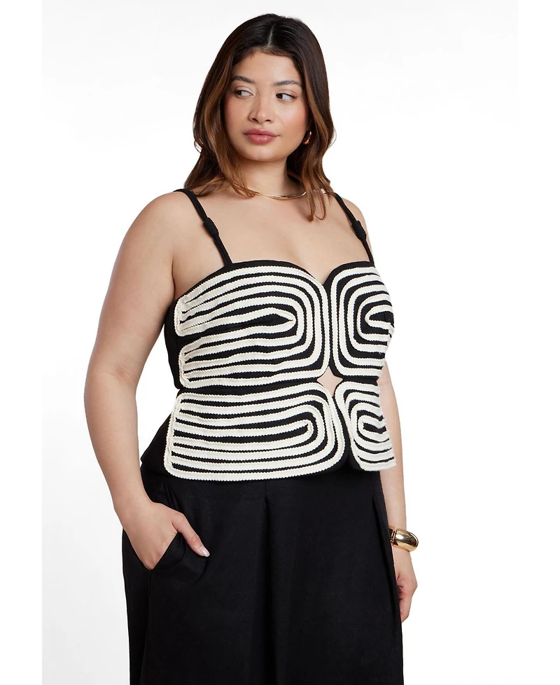Eloquii Plus Embroidered Pleated Jumpsuit