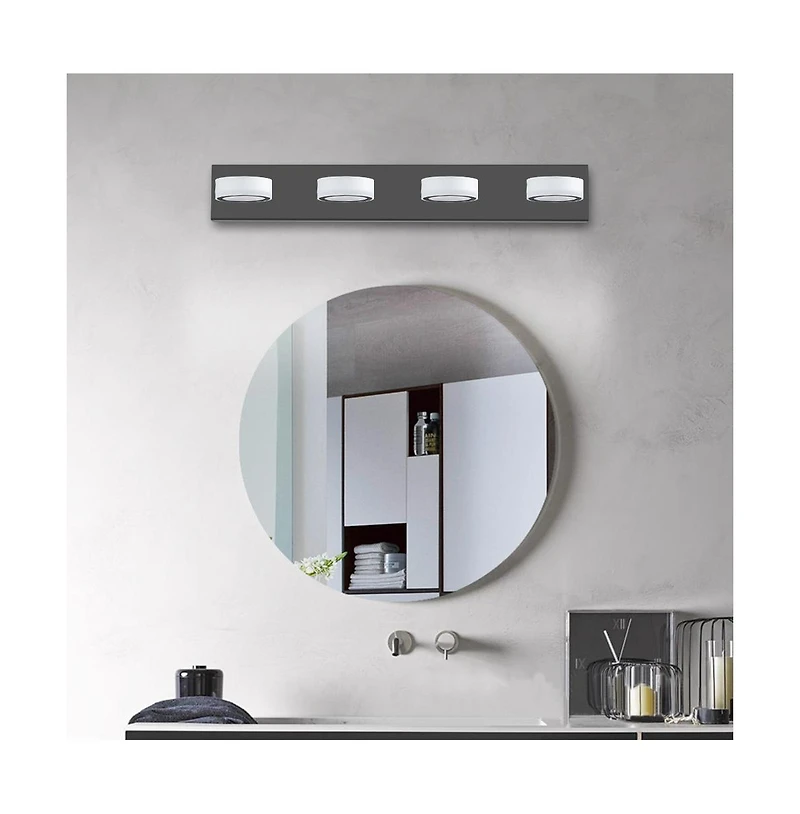 Midola 29" Modern 4-Light Led Vanity Light, Sleek Bathroom Wall Light Fixture for Mirror, Shower, and Bathroom Decor