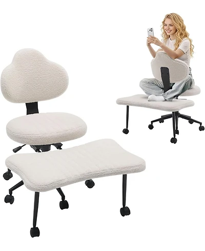 gaomon Ergonomic Cross Legged Chair, 360 Degree Swivel Meditation Chair with Wheels, Height Adjustable for Adhd, Yoga, Home Office