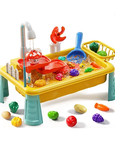 Gnuadz Water Table Kitchen Sink Electric Pump Fishing Games Sensory Play