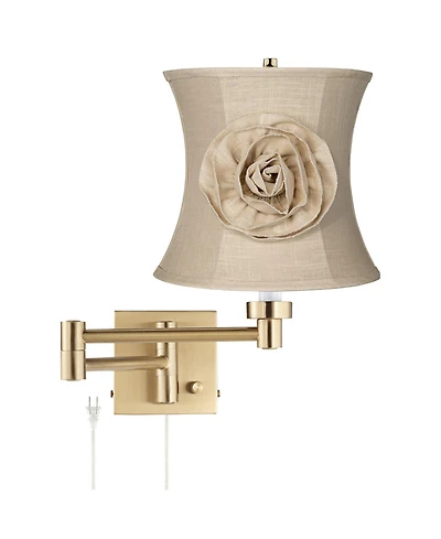 Barnes and Ivy Alta Plug-In Swing Arm Wall Lamp with Almond Flower Shade