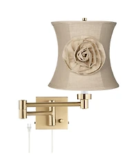 Barnes and Ivy Alta Plug-In Swing Arm Wall Lamp with Almond Flower Shade