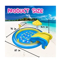 Aofar Dinosaur Inflatable Pool Slide Sprinkler Shade Water Park
